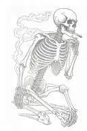 Skeleton smoking a cigarette tattoo design idea