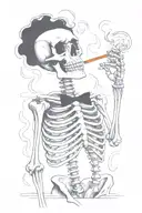 Skeleton smoking a cigarette tattoo design idea