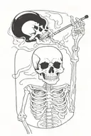 Skeleton smoking a cigarette tattoo design idea