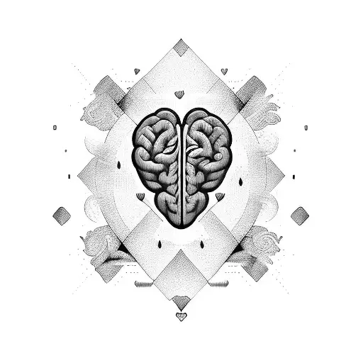 Combination of heart and brain tattoo design idea