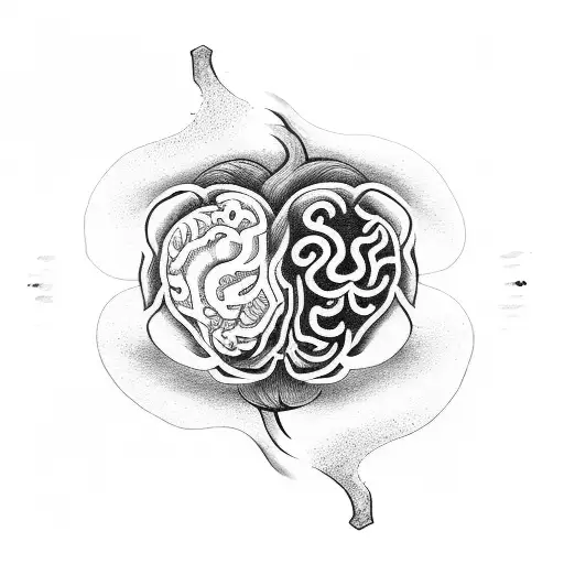 heart and brain with yin and yang tattoo design idea