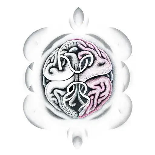 heart and brain with yin and yang tattoo design idea