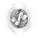 heart and brain with yin and yang tattoo design idea