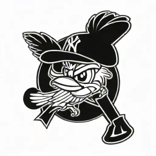 tweety bird Yankees baseball jersey tattoo design idea