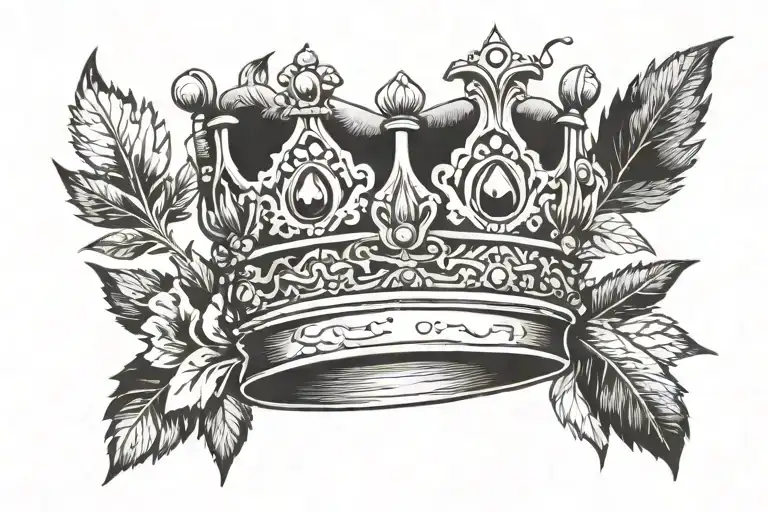 king crown on woodland background  tattoo design idea