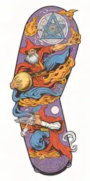 Wazards and wizard casting spell magic orb tattoo design idea