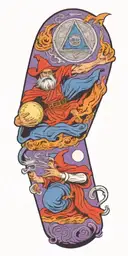 Wazards and wizard casting spell magic orb tattoo design idea