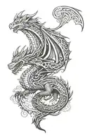 nordic dragon flying tattoo design idea