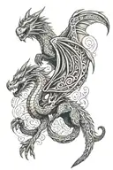 nordic dragon flying tattoo design idea