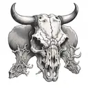 old cow skull abandoned  tattoo design idea