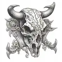 old cow skull abandoned  tattoo design idea