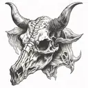 old cow skull abandoned  tattoo design idea