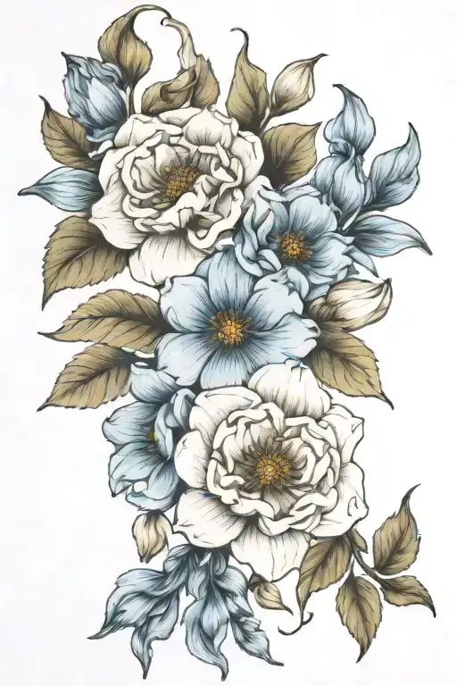 Jan April august birth flowers  tattoo design idea