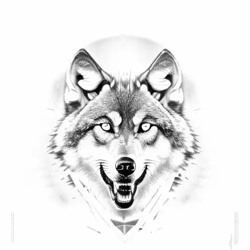 An engineer driving a car with a wolf as the engine tattoo design idea