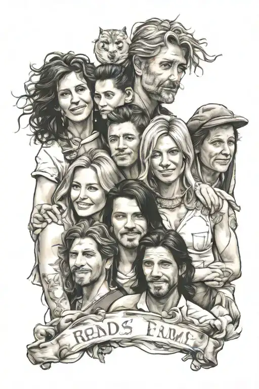 Friends and family posing tattoo design idea