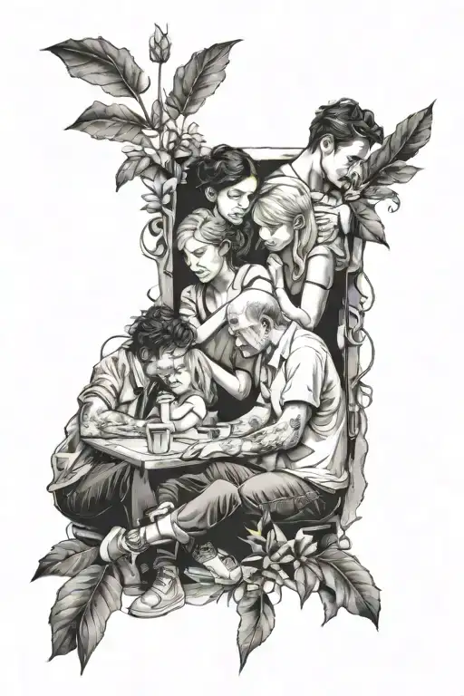 Family,friends and feeling depressed tattoo design idea