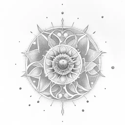 fleur étoile lune soleil tattoo design idea