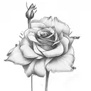 bouquet of flowers with a rose, 2 lilys, 1 daffodil, 2 narcissus, 1 marigold and 1 Chrysanthemum tattoo design idea