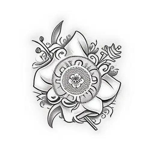 A chef's knife adorned with intricate flower patterns tattoo design idea