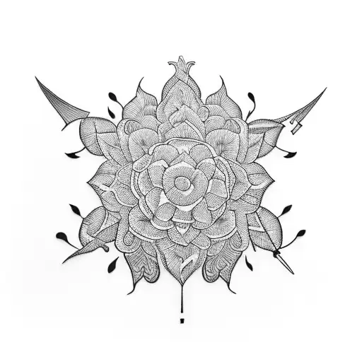 A chef's knife adorned with intricate flower patterns tattoo design idea