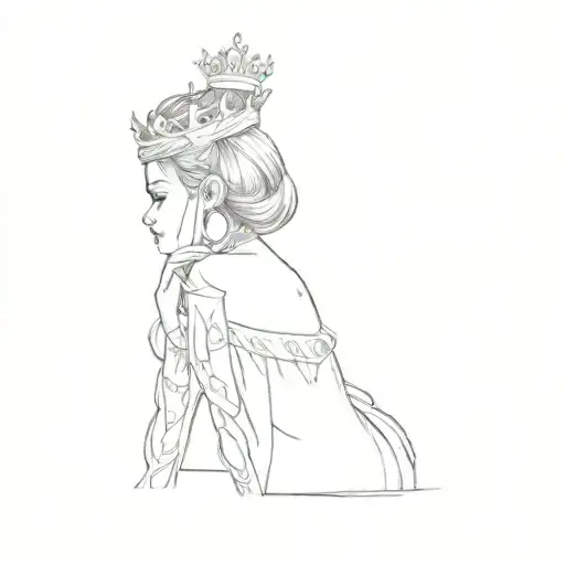 a girl with a crown on her head tattoo design idea