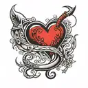 fish hook heart tattoo tattoo design idea