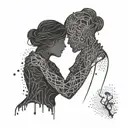 An abstract representation of dark romance, with silhouettes of a couple engaged in intimate moments tattoo design idea