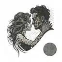 An abstract representation of dark romance, with silhouettes of a couple engaged in intimate moments tattoo design idea