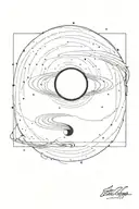 A black hole in the center of the image, behind which a view of the galaxy and the universe can be seen. In the form of  tattoo design idea