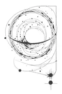 A black hole in the center of the image, behind which a view of the galaxy and the universe can be seen. In the form of  tattoo design idea