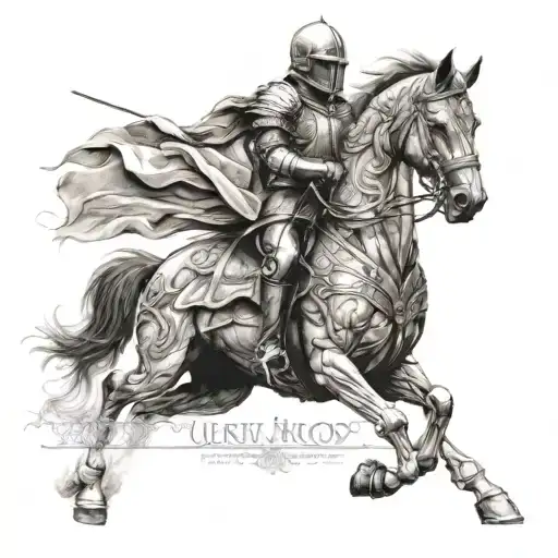 knight on horse tattoo design idea