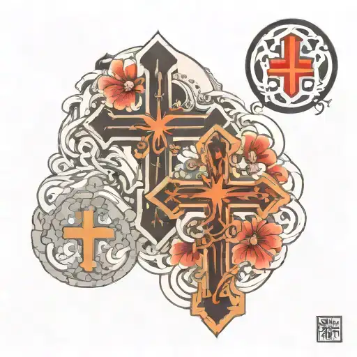 crosses japanese tattoo design idea