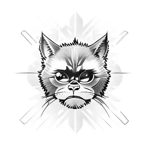 gorillaz style cat tattoo design idea