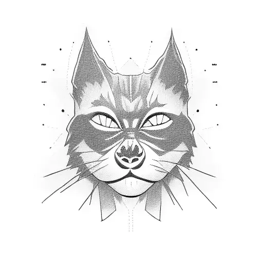 gorillaz style cat tattoo design idea