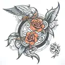three and time tattoo design idea