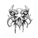 easy ram skull tattoo design idea
