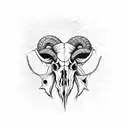 easy ram skull tattoo design idea