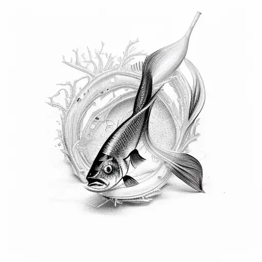 fishbone anchovy tattoo design idea