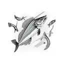 fishbone anchovy tattoo design idea