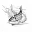 fishbone anchovy tattoo design idea