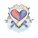 Feathered Arrow through 2 hearts with space for name tattoo design idea