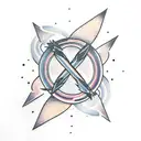 Feathered Arrow through 2 hearts with space for name tattoo design idea