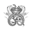 Dragon and scorpion intertwined in a fierce battle tattoo design idea