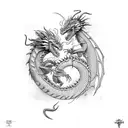 Dragon and scorpion intertwined in a fierce battle tattoo design idea