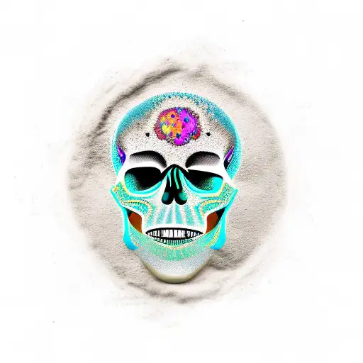 Skull with minerals and tattoos in the face tattoo design idea