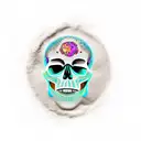 Skull with minerals and tattoos in the face tattoo design idea