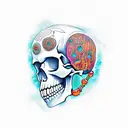 Skull with minerals and tattoos in the face tattoo design idea