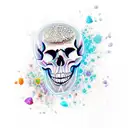 Skull with minerals and tattoos in the face tattoo design idea