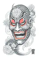 kabuki mask of death tattoo design idea