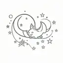 feminine cute bat moon stars tattoo design idea
